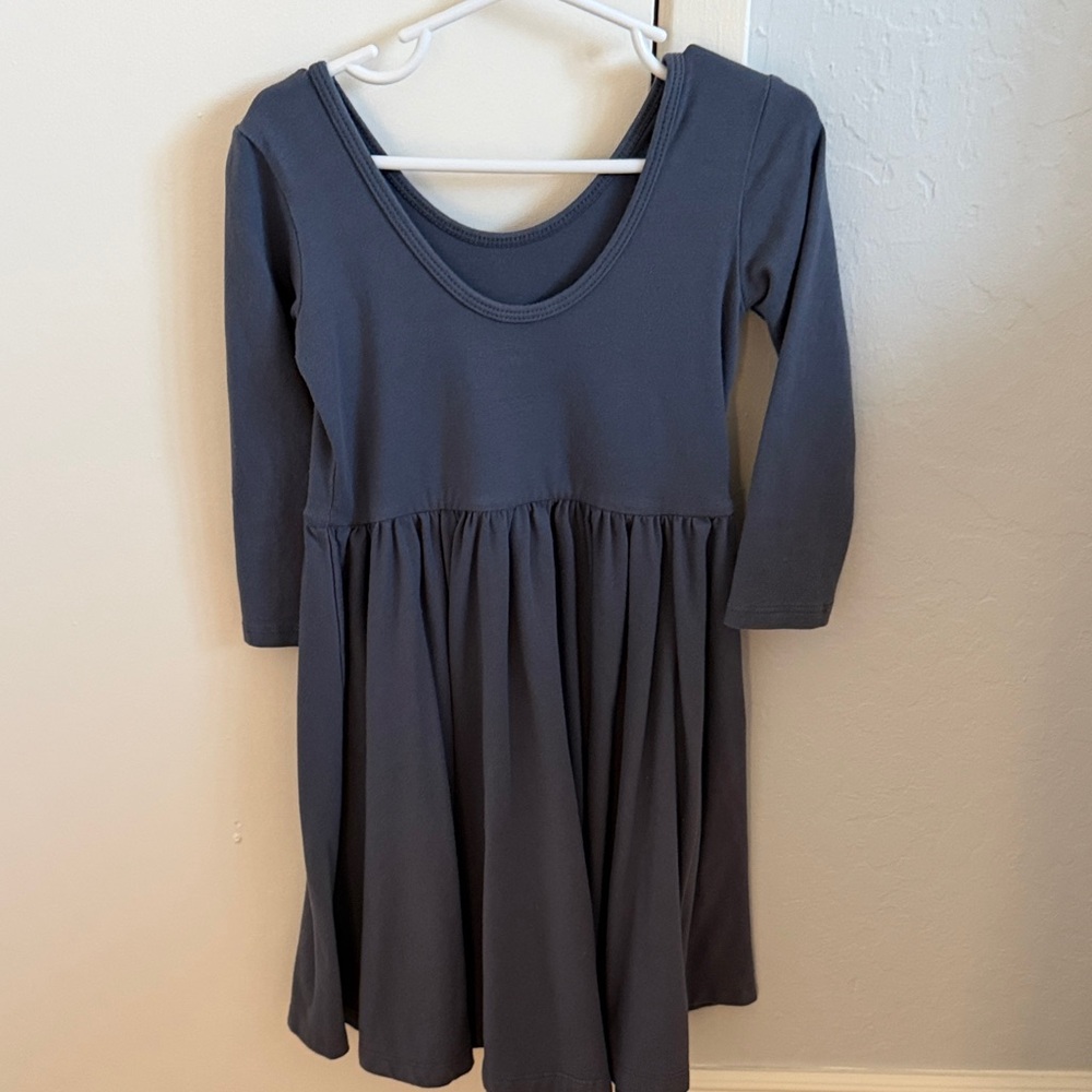 Elegant Kids Long Sleeve Dress in Slate Blue